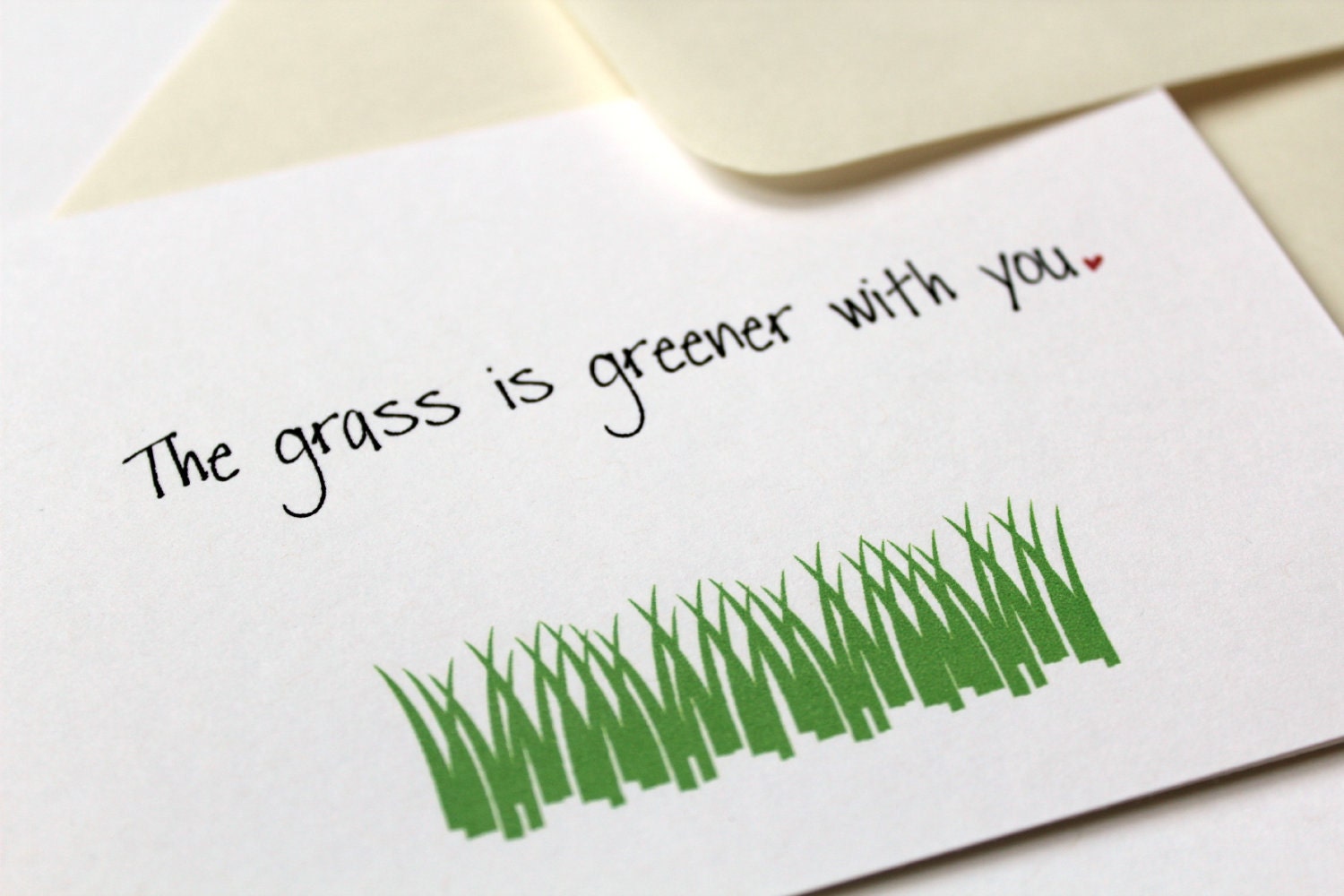 I Love You Card. Anniversary Card. Wedding Card- The Grass is Greener With You