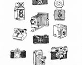 Pen and ink vintage camera drawing
