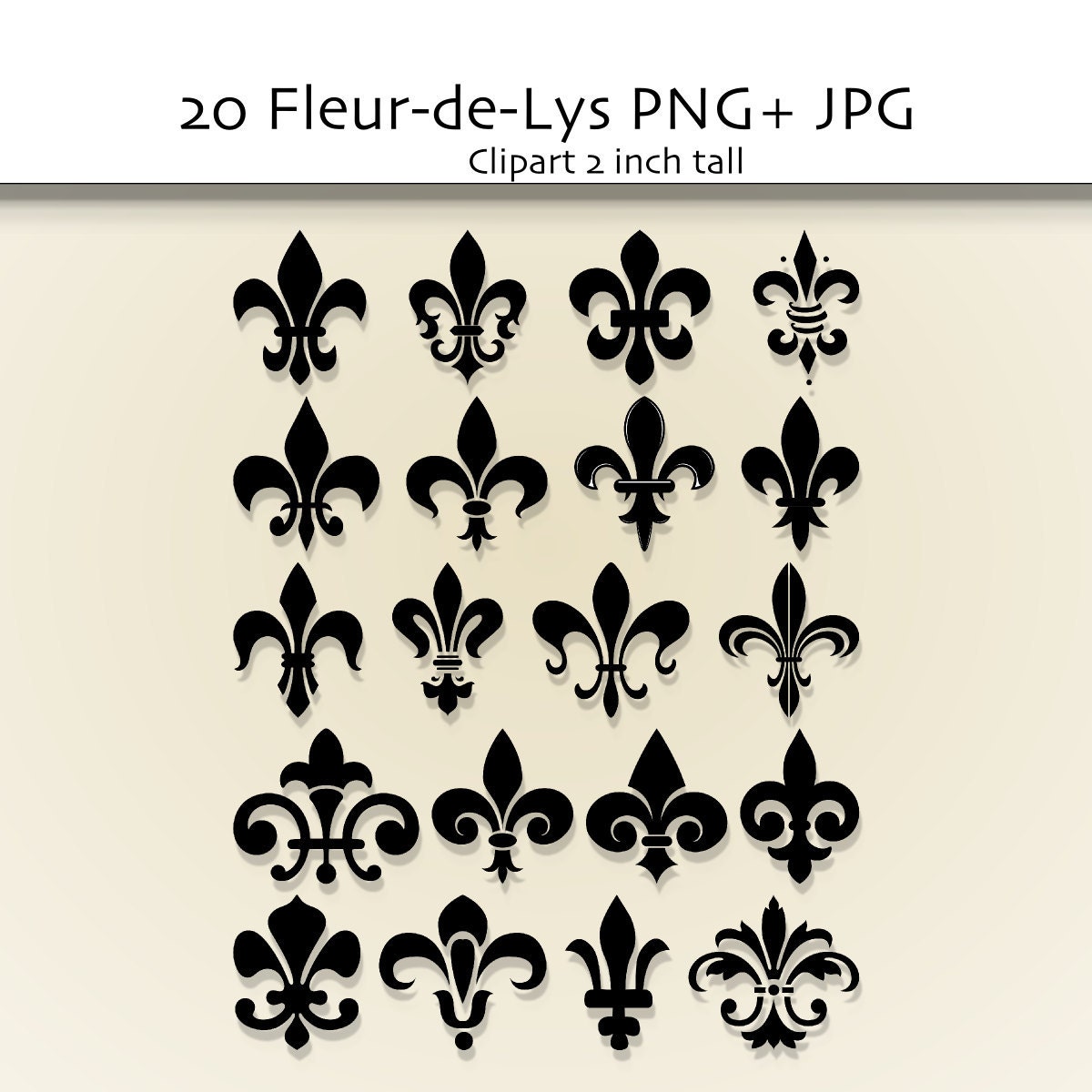 Fleur de Lis Clip Art  - Digital clipart Design Elements for invitations, scrapbooking-  Png and Jpg - INSTANT DOWNLOAD  037
