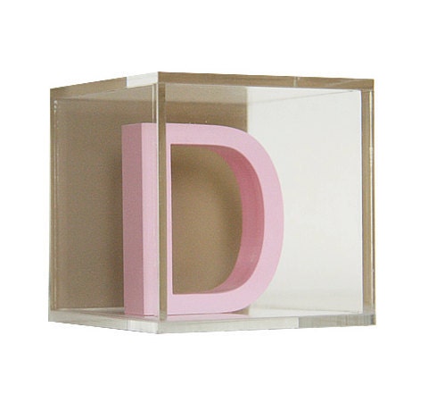 Custom Modern Letter Blocks:  Pink Letter/ Brown Background