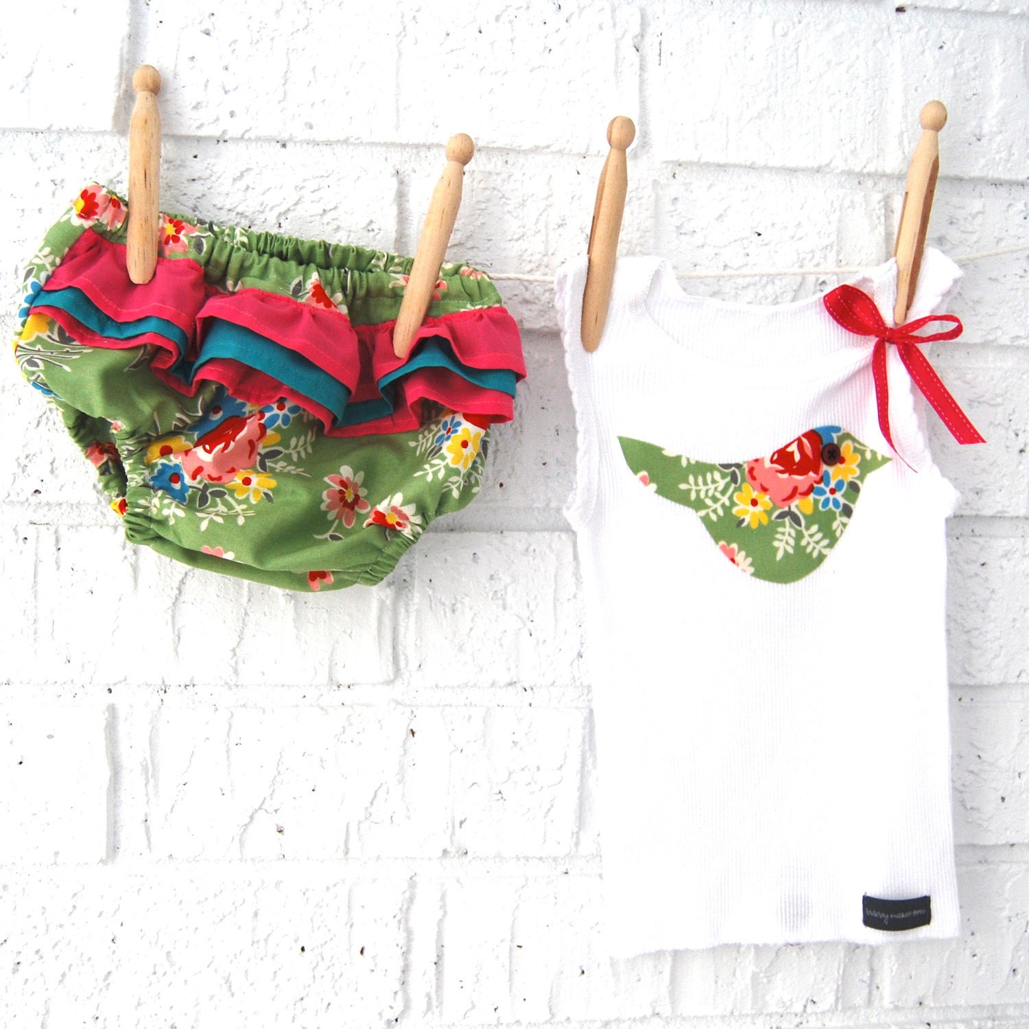 Ruffled Diaper Cover and tank singlet top