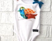 Bird Applique Baby Girl Onesie