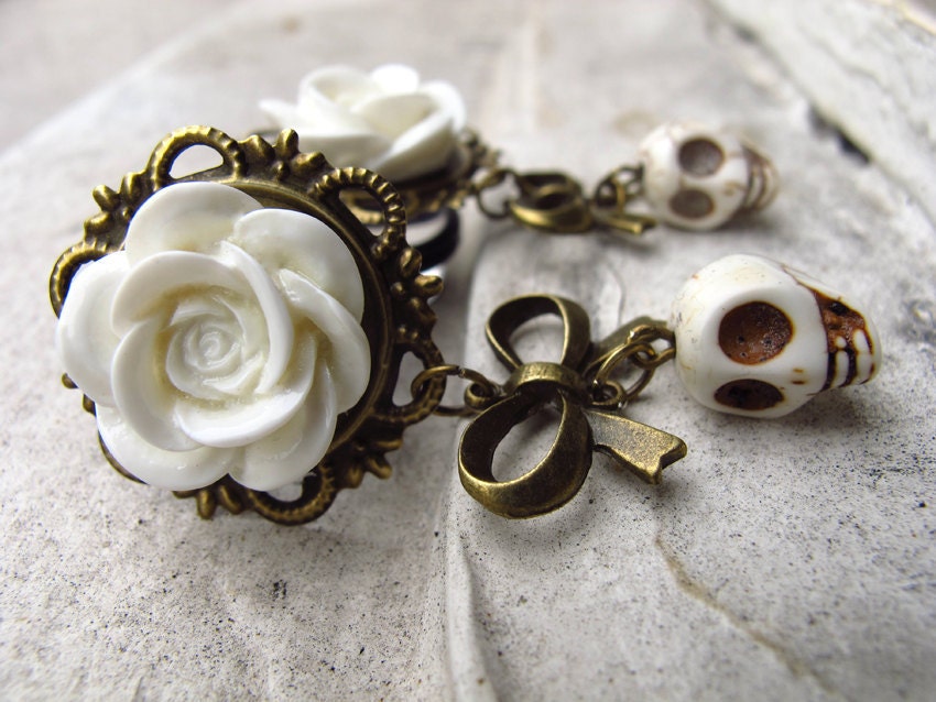 Corpse Bride - 1/2" plugs on Antique Brass Settings