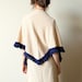 Mod 60s Sweater Dress - vintage boucle knit a-line shift & shawl, Jackie O Chanel style Mad Men office fashion, neutral camel tan, navy blue