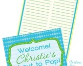 She's About to Pop Baby Shower - Custom Printables - for Boy Blue, Green & Yellow