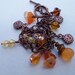 Antiqued Bronze Charm Bracelet, Sun Charms, Earth Tones, Carnelian Gemstones, 8 inches long