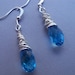 Aquamarine Blue Crystal Earrings, Silver