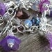 Dragonfly Flower Garden, Purple and Silver Charm Bracelet
