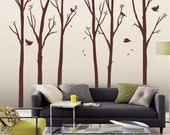 Wall decals, 6 Trees with Flying Birds - Nature Wall Vinyl Decal