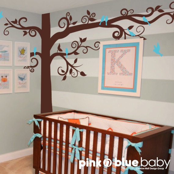 Wall decals, Big Giant Swirly Tree Decal - Nursery Wall Decal - Kids Removable Wall Decor