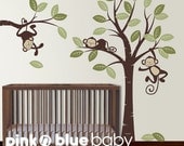 Wall Decals, Three Monkeys and Tree - Nursery Wall Decals