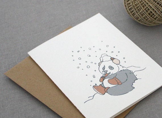 Panda Snowflake Holiday Greeting Card