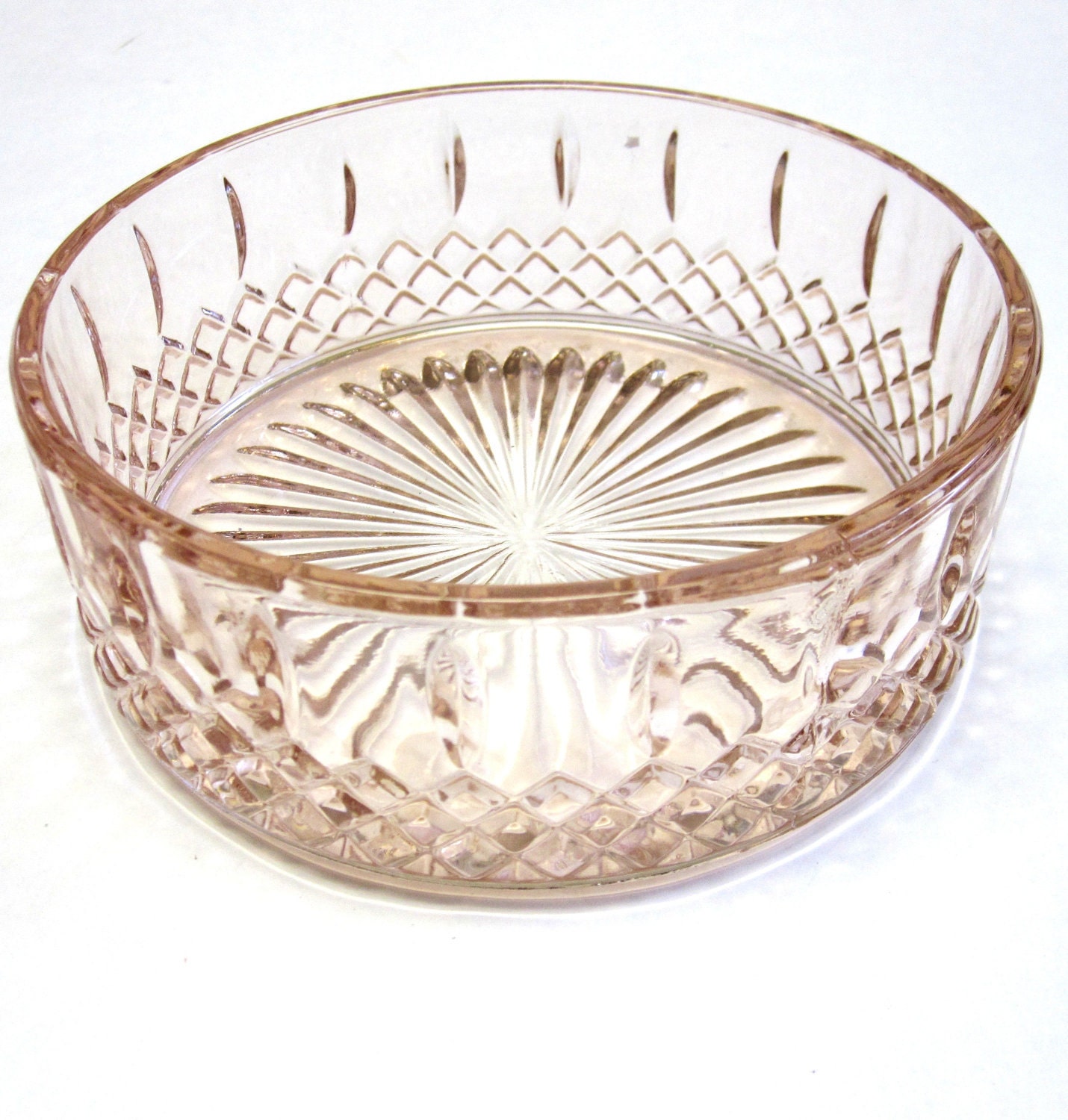 Stunning Pink  Bowl Cut Glass Dish