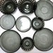 Smoke Black Glass Serving Set 12Pc Industrial Chic Bowl Dish Tray Platter Huge Set