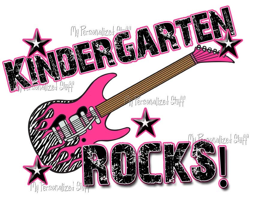 Personalized Kindergarten Rocks Girl T shirt Hot Pink Zebra or ANY COLOR School Tee add name