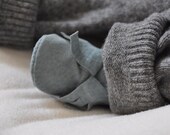 Baby blue recycled leather moccasins