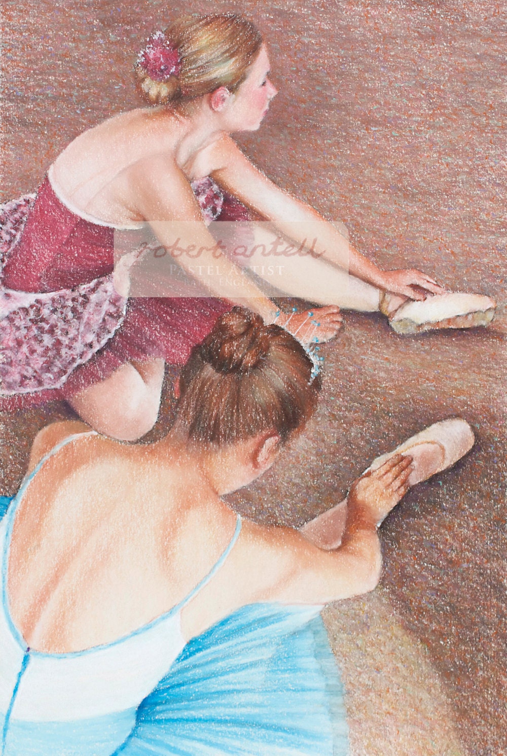 Ballerinas relaxing and stretching signed limited edition giclee print