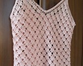 50% OFF Hand crochet summer top in light rose pink color