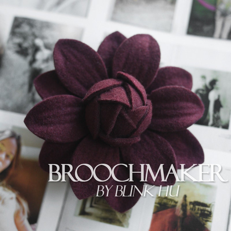 70mm Sunflower flower fabric wool felted Dahlia corsage brooch pins cute Bean Red  By Etsy