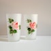 Hazel Atlas Frosted Glass Tumblers (2) with Pink Roses