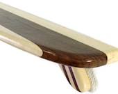 Large 3' Walnut and Poplar Surfboard Shelf Dual Stripe Fin
