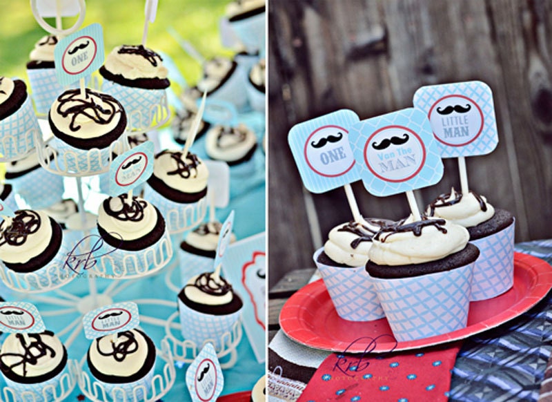 DIY Printables Little Man Mustache Bash Blue & Red