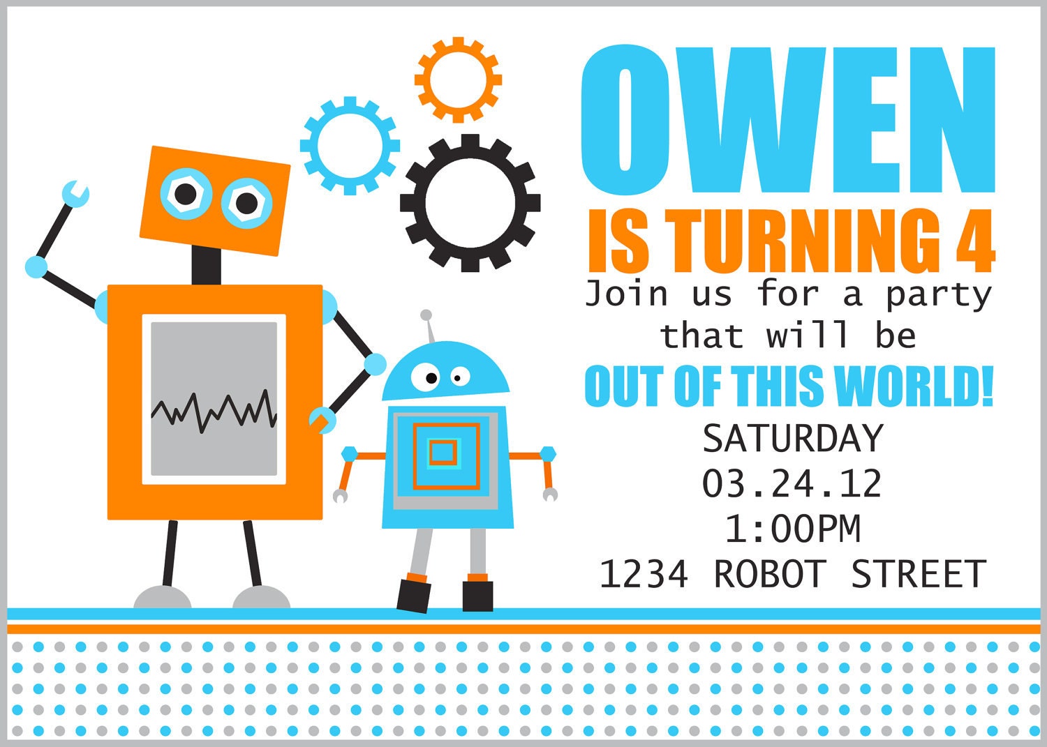 robot party invitations