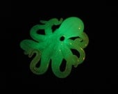 Yellow Green Glow in the Dark Octopus Pendant