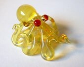 Small Glass Octopus Pendant Transparent Yellow