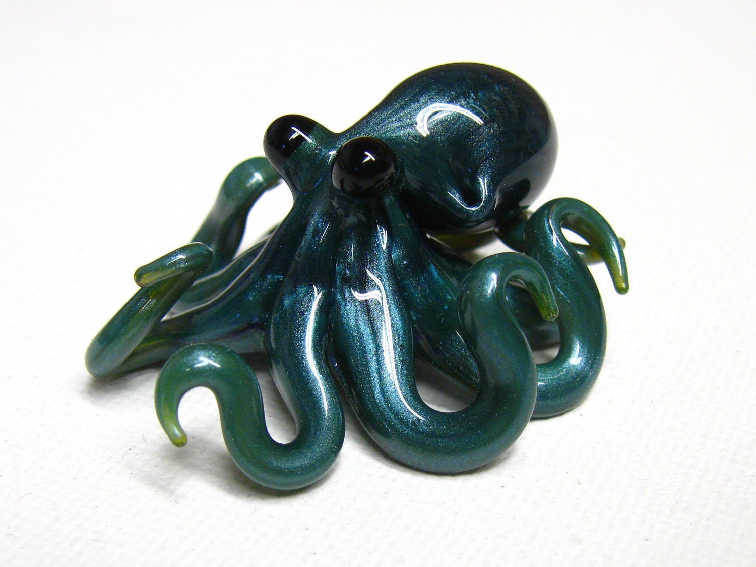 Small Glass Octopus pendant Blue Mercury
