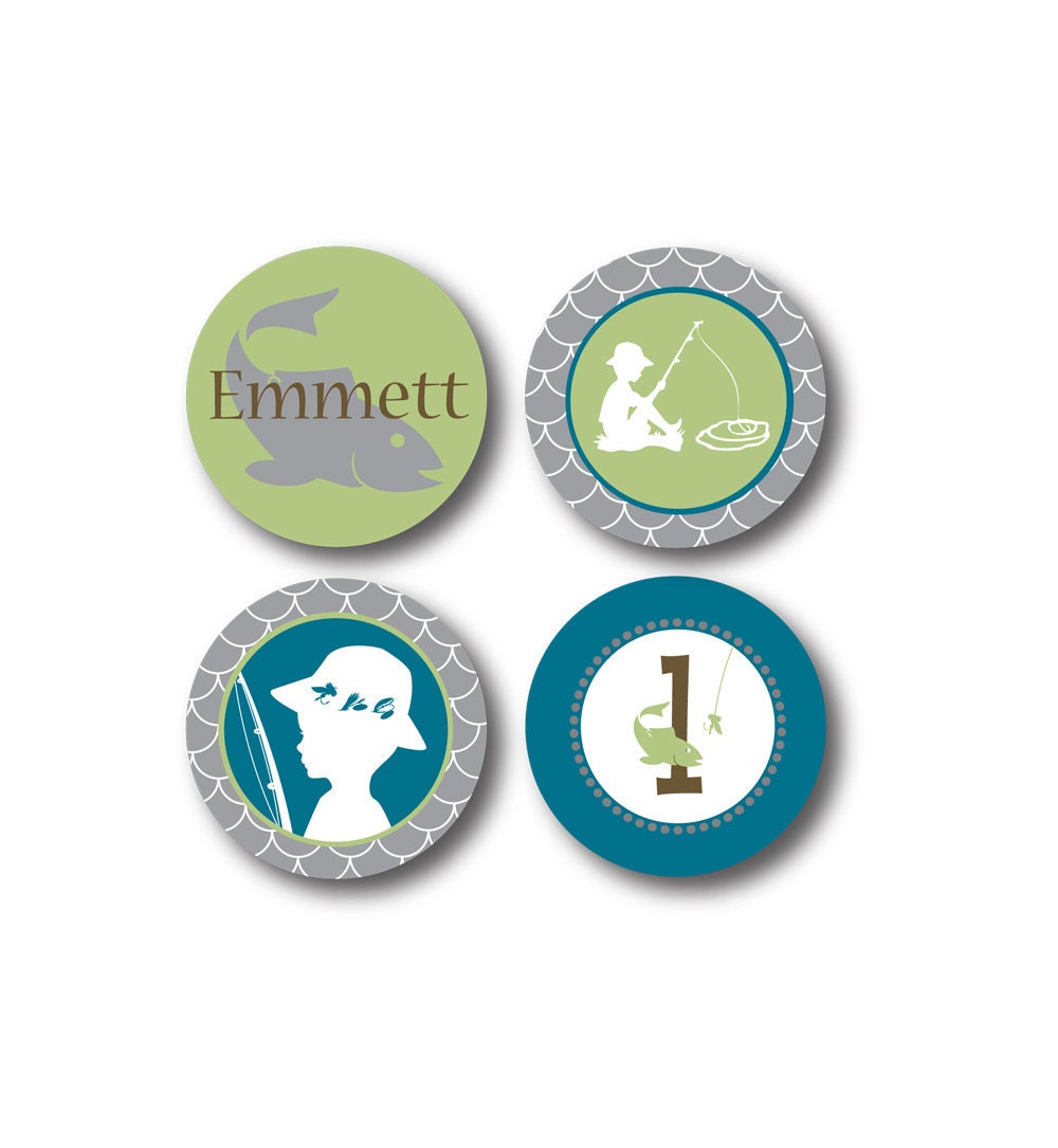 Lil' Fisherman - PRINTABLE PARTY CIRCLES Gone Fishing Collection by Itsy Belle