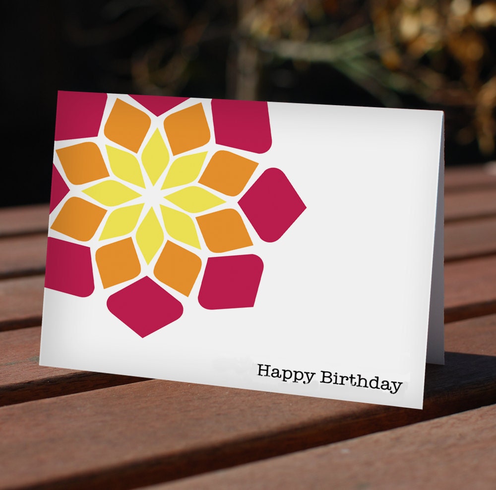 Sunburst flower greeting card - Happy Birthday