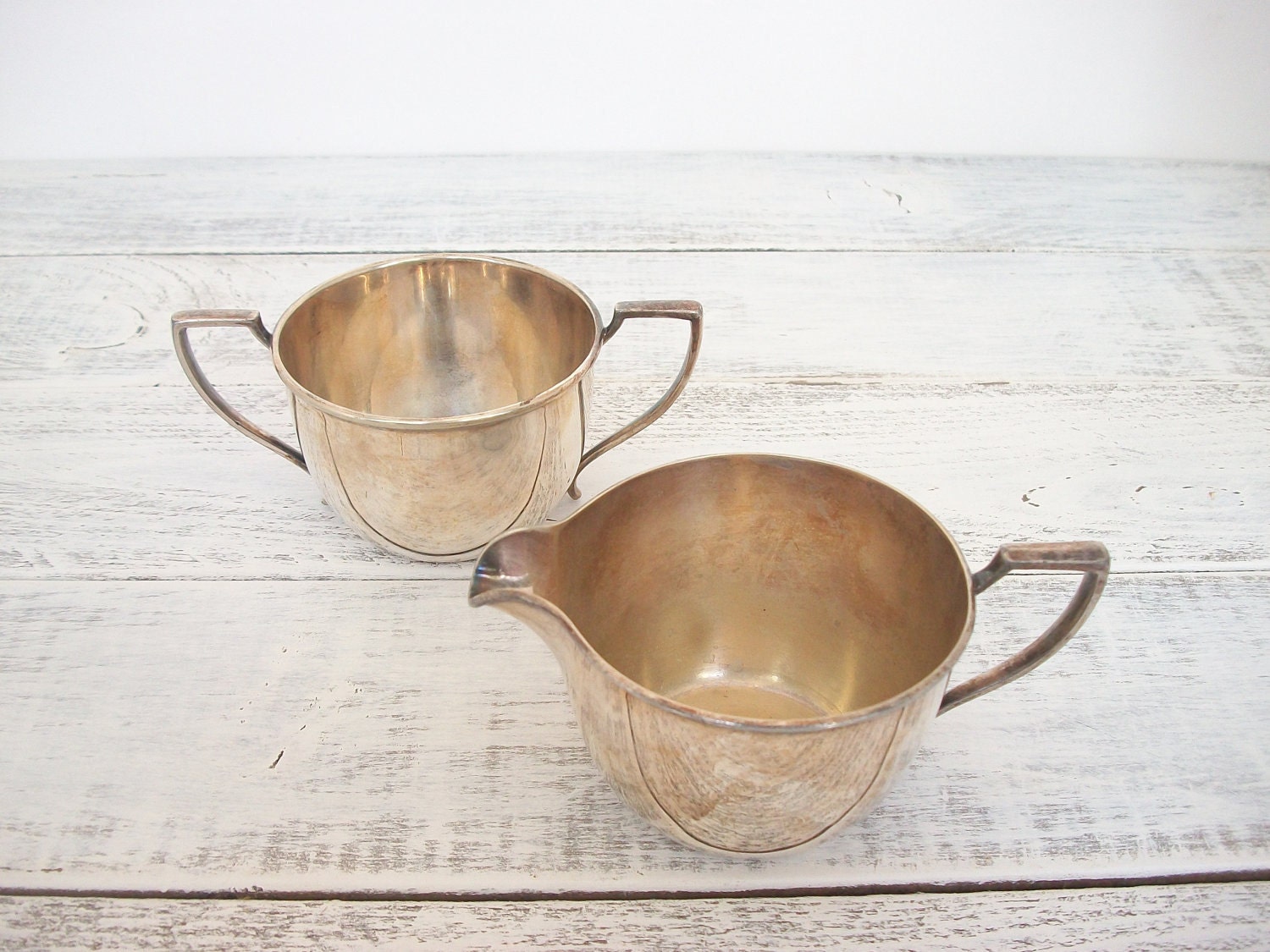 Silver Cream and Sugar Set Vintage by Pairpoint W.M. Mounts