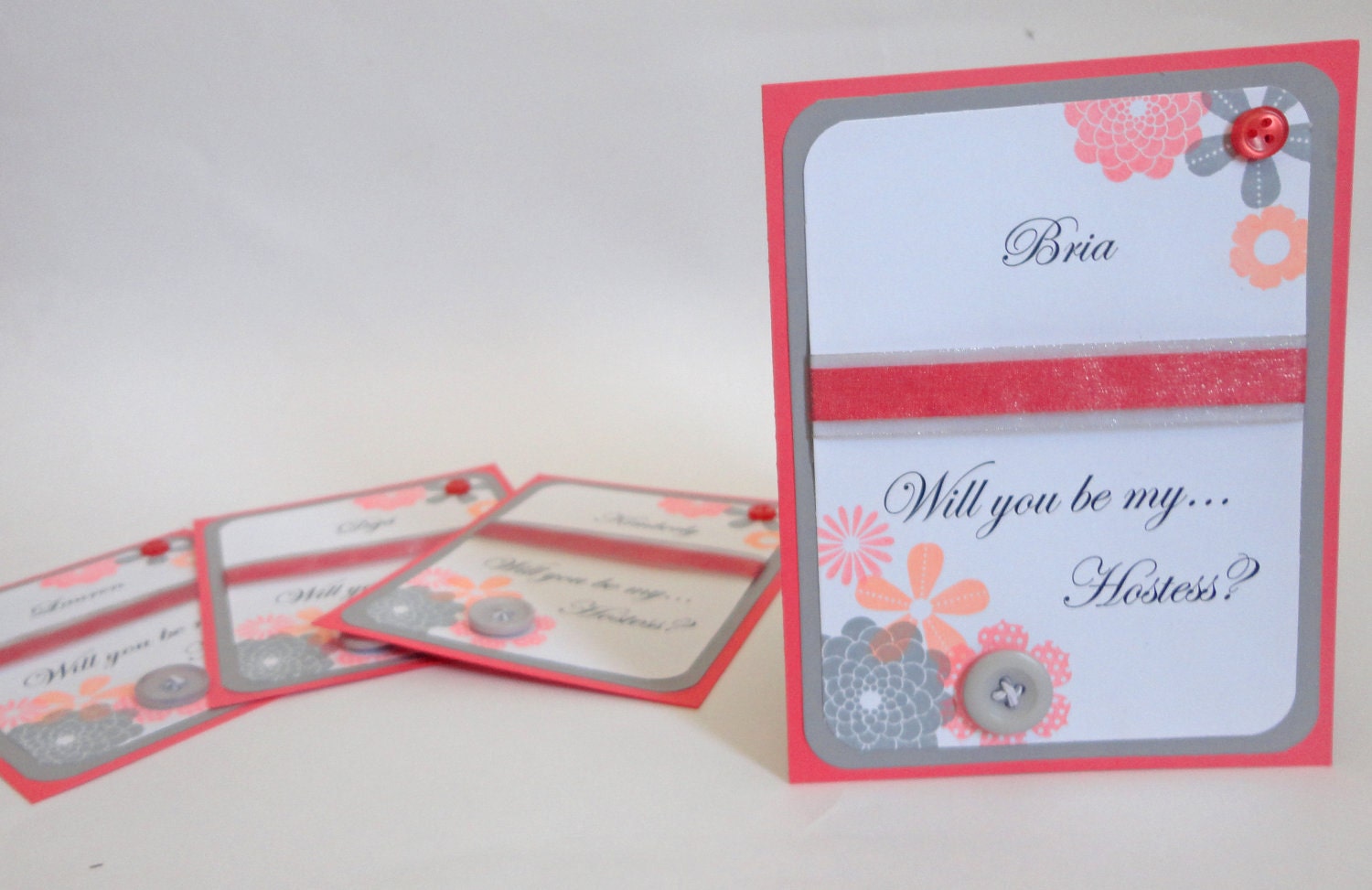 Wedding - PERSONALIZED Bridesmaid / Flower Girl / Hostess Card -  Will You Be My Bridesmaid - Set of 5
