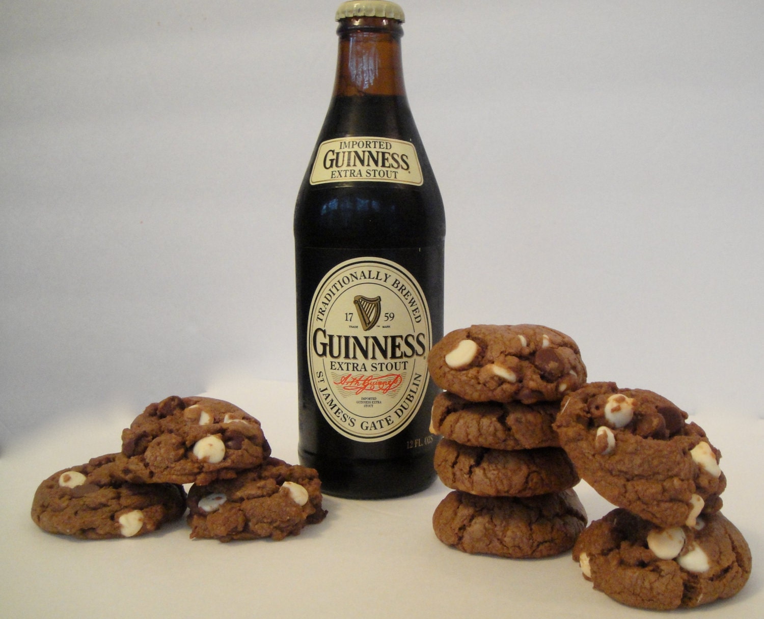 Guinness Chocolate Cookies - St Patrick's Day Gift Tin - Gourmet Beer Cookies - One Dozen