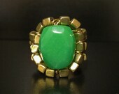 Ring in Emerald Green & Gold (size 9) - Bright green and gold ring