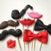 Bow Ties on a Stick for Wedding, Party Photobooth Prop - Set of 6 - Multicolor