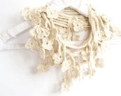 Eco Friendly Natural Cream Egyptian Cotton Scarf, Floral - MADE TO ORDER