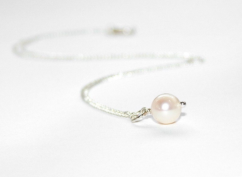 Bridal necklace - White Freshwater Pearl Necklace - June birthstone  White Pearl Necklace - Israel