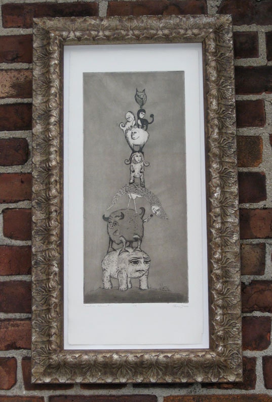 Creature Column Etching