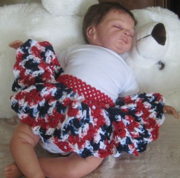 Baby Tutu Hand Crochet Baby Girls Tutu Full Skirt Red White Blue, Handmade , Summer Clothing, Children's Clothing