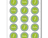 Teal and Green Circles - PERSONALIZED Cupcake Toppers - Tags - PRINTABLE