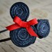 Minnie Mouse Inspired Fabric Rosette Headband with Red Bow