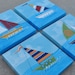 Sailboats Nautical Paintings  Nursery and Children's Art Pottery Barn Coordinate Group of 4