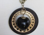 Vintage Wood Disk and Bean Necklace