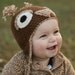 Brown Owl Hat for Baby in Undyed Alpaca size 6-12 months