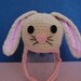 Bunny Rabbit Hat for Baby Girl in Alpaca with Pink Trim size Newborn to 3 Months