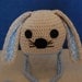 Bunny Rabbit Hat for Baby Boy in Alpaca with Blue Trim size Newborn to 3 Months
