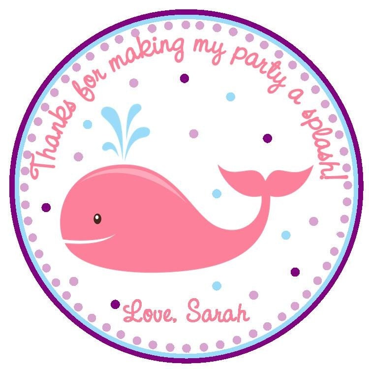 Adorable Girl Whale Custom Favor Tags
