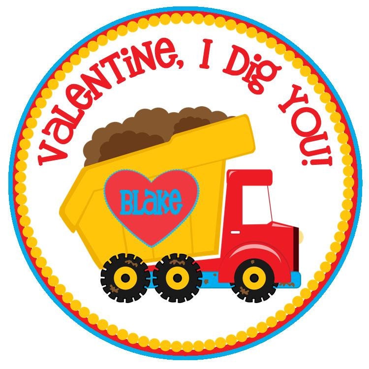 Dump Truck Valentine's Favor Tag or Stickers Il_170x135